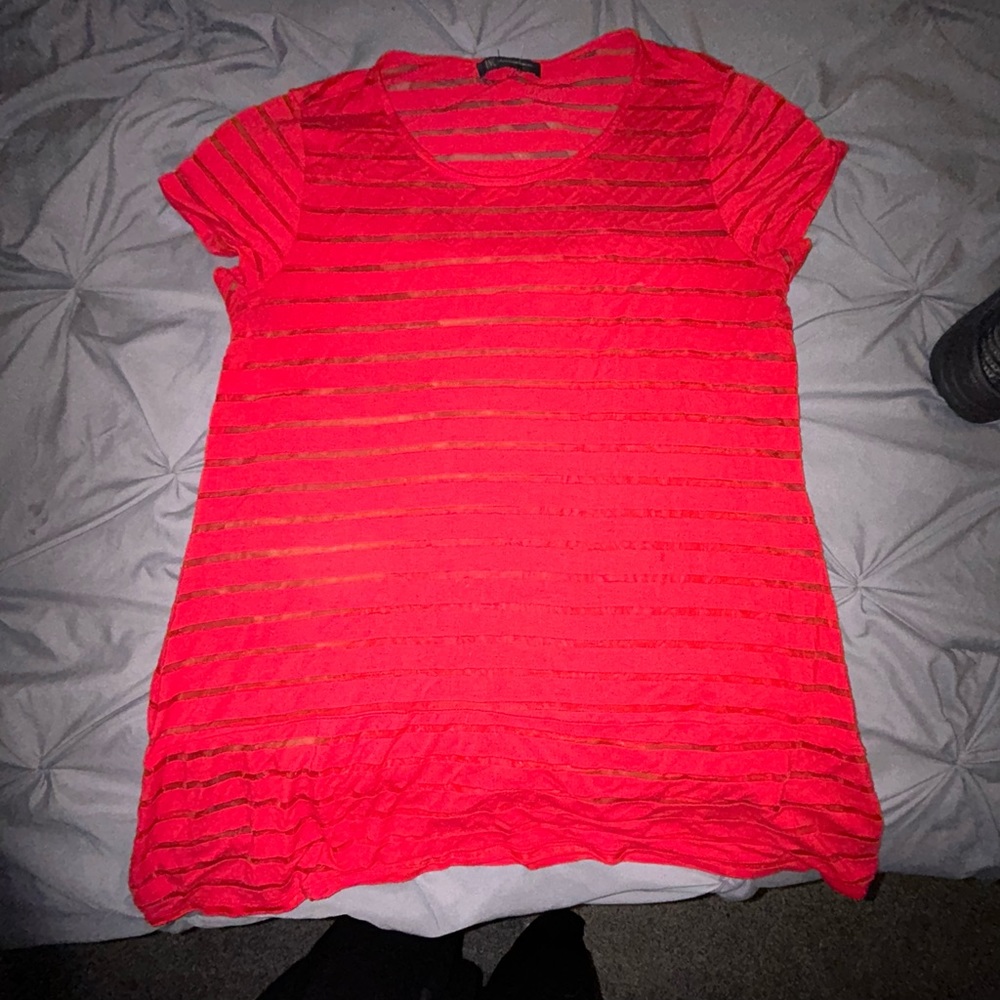 Red striped sheer T shirt